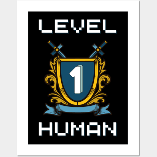 Level 1 Human - Funny Baby Gamer Posters and Art